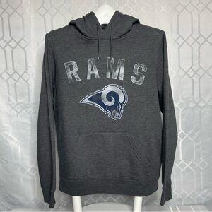 NFL Team Apparel LA Rams Charcoal Heather Distressed Pullover Hoodie Medium